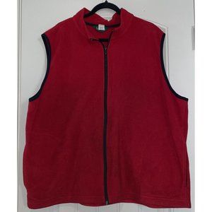 L.L. Bean Mens Vintage 90s Red Fleece Full Zip Vest Size XL USA Made